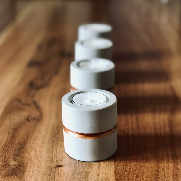Kerzenhalter aus Beton, Teelichthalter, Stumpenkerzenhalter, 4-er Set